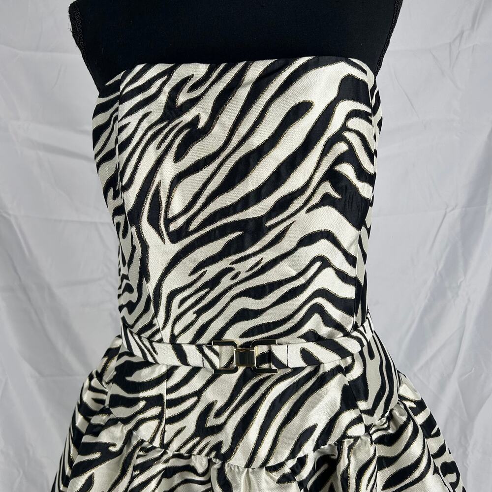 Lilly Pulitzer Akela Strapless Jacquard Dress - Black Zebra Print - Size 8 - Picture 2 of 8